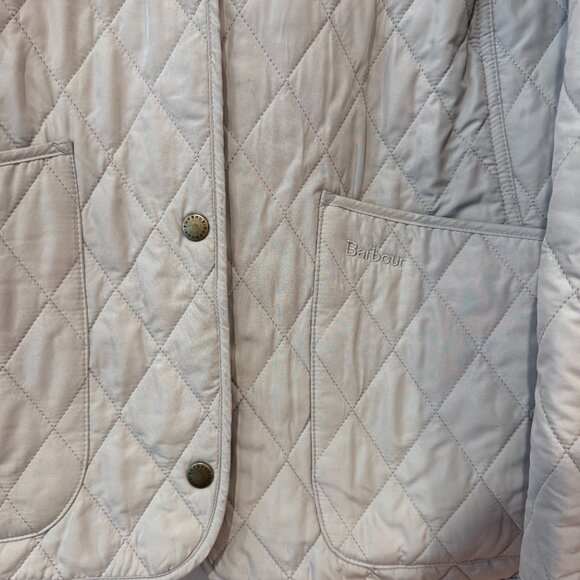 Cream Quilted Jacket w/ Corduroy Collar | Barbour | Sz 10 Women's - Picture 5 of 6